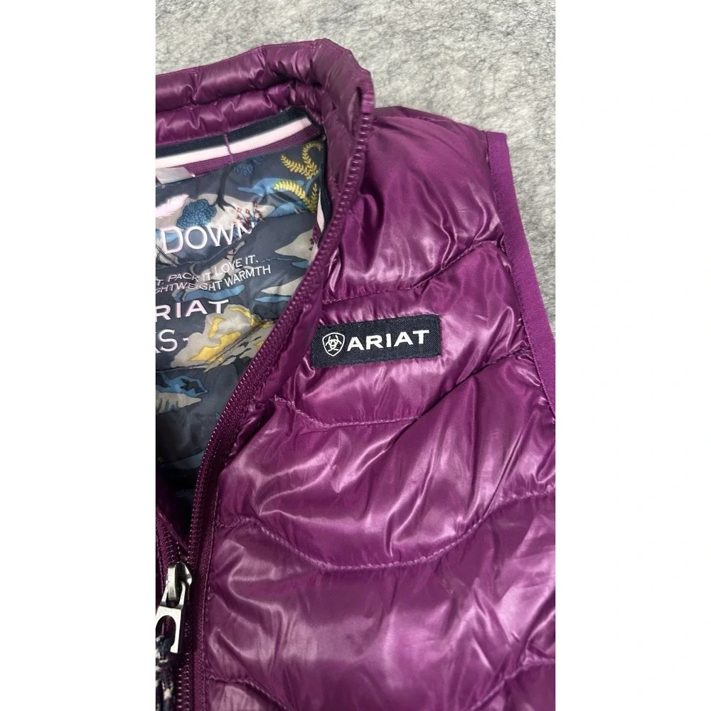 Ariat Girls XS Down Puffer Vest Purple Packable Insulated Kids